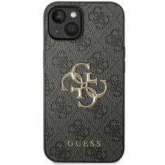 Guess GUHCP15S4GMGGR silikonski ovitek za iPhone 15 - črn z zlatim logom