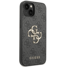 Guess GUHCP15S4GMGGR silikonski ovitek za iPhone 15 - črn z zlatim logom