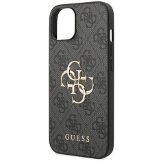 Guess GUHCP15S4GMGGR silikonski ovitek za iPhone 15 - črn z zlatim logom