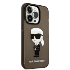 Karl Lagerfeld Originalen ovitek iPhone 14 Pro - IML NFT Karl Full Body - prozorno črn ovitek- KLHCP14LHNIKTCK