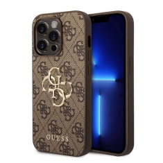 Guess GUHCP15X4GMGBR silikonski ovitek za iPhone 15 Pro Max - rjav z zlatim logom