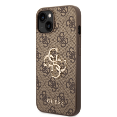 Guess GUHCP15S4GMGBR silikonski ovitek za iPhone 15 - rjav z zlatim logom