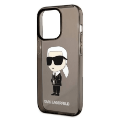 Karl Lagerfeld Originalen ovitek iPhone 14 Pro - IML NFT Karl Full Body - prozorno črn ovitek- KLHCP14LHNIKTCK