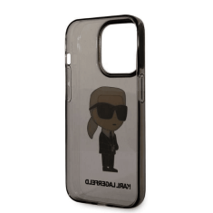 Karl Lagerfeld Originalen ovitek iPhone 14 Pro - IML NFT Karl Full Body - prozorno črn ovitek- KLHCP14LHNIKTCK