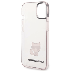 Karl Lagerfeld Originalen ovitek iPhone 14 Plus 6.7- Choupette Logo - prozorno roza ovitek - KLHCP14MCTTRI