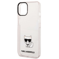 Karl Lagerfeld Originalen ovitek iPhone 14 Plus 6.7- Choupette Logo - prozorno roza ovitek - KLHCP14MCTTRI