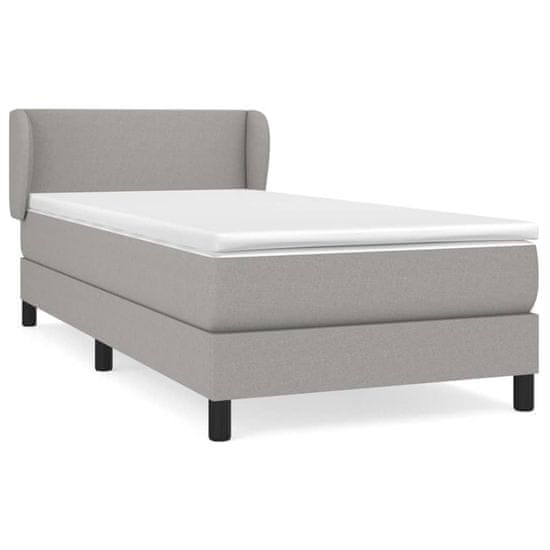 Vidaxl Box spring postelja z vzmetnico svetlo siva 90x200 cm blago