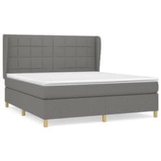 Vidaxl Box spring postelja z vzmetnico temno siva 180x200 cm blago