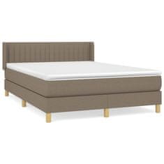 Vidaxl Box spring postelja z vzmetnico taupe 140x200 cm blago