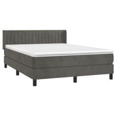 Vidaxl Box spring postelja z vzmetnico temno siva 200x200 cm žamet