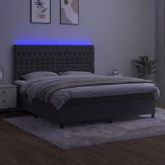 Vidaxl Box spring postelja z vzmetnico LED temno siva 160x200 cm žamet