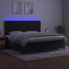 Vidaxl Box spring postelja z vzmetnico LED črna 200x200 cm žamet