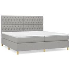 Vidaxl Box spring postelja z vzmetnico svetlo siva 200x200 cm blago