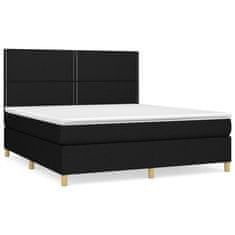 Vidaxl Box spring postelja z vzmetnico črna 180x200 cm blago