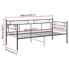 Vidaxl Posteljni okvir črn kovinski 90x200 cm