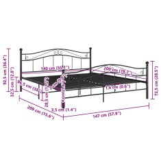 Vidaxl Posteljni okvir črn kovinski 140x200 cm