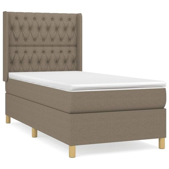 Vidaxl Box spring postelja z vzmetnico taupe 90x190 cm blago