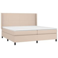 Vidaxl Box spring postelja vzmetnico LED kapučino 200x200 cm um. usnje