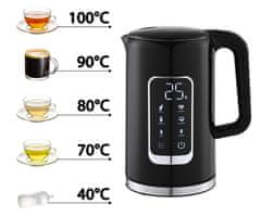 Platinet PEKR723 grelnik vode, 1,7 l, Keep Warm, črn + skodelica