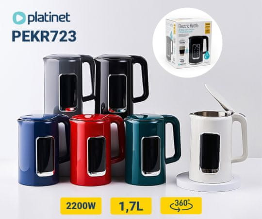 Platinet PEKR723 grelnik vode, 1,7 l, Keep Warm, zelen + skodelica 