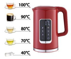 Platinet PEKR723 grelnik vode, 1,7 l, Keep Warm, rdeč + skodelica