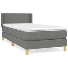 Vidaxl Box spring postelja z vzmetnico temno siva 90x200 cm blago