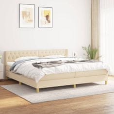 Vidaxl Box spring postelja z vzmetnico krem 160x200 cm blago