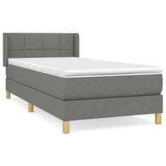 Vidaxl Box spring postelja z vzmetnico temno siva 90x190 cm blago