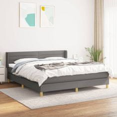 Vidaxl Box spring postelja z vzmetnico temno siva 180x200 cm blago