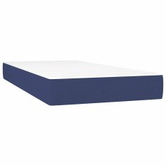 Vidaxl Box spring postelja z vzmetnico modra 200x200 cm blago