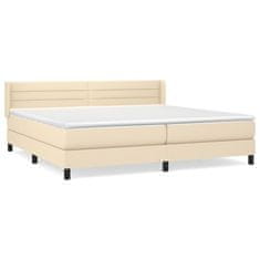 Vidaxl Box spring postelja z vzmetnico krem 200x200 cm blago