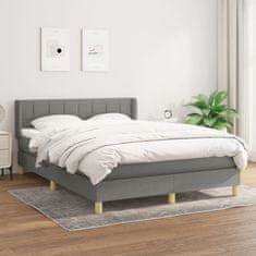 Vidaxl Box spring postelja z vzmetnico temno siva 140x200 cm blago