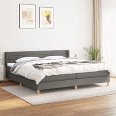 Vidaxl Box spring postelja z vzmetnico temno siva 200x200 cm blago