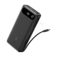 Anker Powerbank 20000 mAh, 87W z vgrajenim USB-C kablom, črn