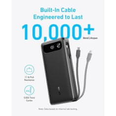 Anker Powerbank 20000 mAh, 87W z vgrajenim USB-C kablom, črn