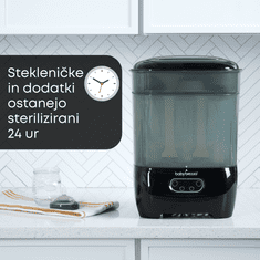 Baby Brezza parni sterilizator in sušilec stekleničk, črn (BRZ0172)