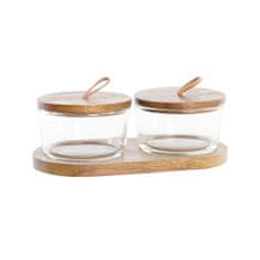 DKD Home Decor 2 Banjice DKD Home Decor 20,5 x 10,5 x 7 cm Kristal Rjava Prozorno Akacija 240 ml