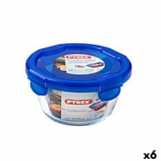 Pyrex Hermetična Škatla za Malico Pyrex Cook & go 15,5 x 15,5 x 8,5 cm Modra 700 ml Steklo (6 kosov)