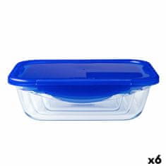 Pyrex Hermetična Škatla za Malico Pyrex Cook & Go 20,5 x 15,5 x 6 cm Modra 800 ml Steklo (6 kosov)