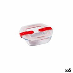 Pyrex Hermetična Škatla za Malico Pyrex Cook & Heat 15 x 12 x 4 cm 350 ml Prozorno Steklo (6 kosov)