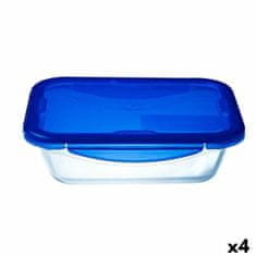 Pyrex Hermetična Škatla za Malico Pyrex Cook&go 30 x 23 cm 3,3 L Pravokoten Modra Steklo (4 kosov)