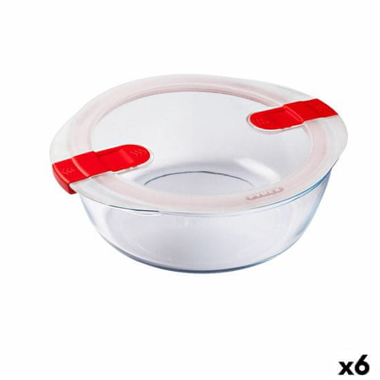 Pyrex Hermetična Škatla za Malico Pyrex Cook&heat 26 x 23 x 8 cm 2,3 L Rdeča Steklo (6 kosov)