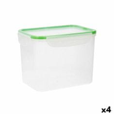 Quid Hermetična Škatla za Malico Quid Greenery Prozorno Plastika (3,7 L) (Pack 4x)