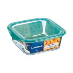 Luminarc Kvadratna Posoda za Malico s Pokrovom Luminarc Keep'n Lagon 10 x 5,4 cm Turkizno 380 ml Dvobarvna Steklo (6 kosov)