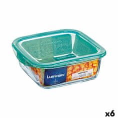 Luminarc Kvadratna Posoda za Malico s Pokrovom Luminarc Keep'n Lagon 760 ml 13 x 6 cm Turkizno Steklo (6 kosov)