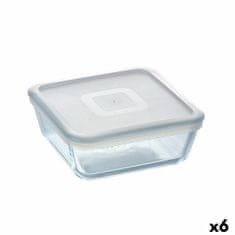 Pyrex Kvadratna Posoda za Malico s Pokrovom Pyrex Cook&freeze 850 ml 14 x 14 cm Prozorno Steklo Silikon (6 kosov)