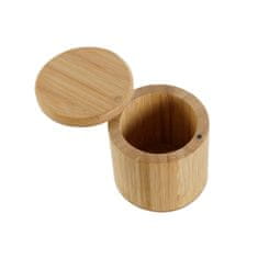 DKD Home Decor Mešalec soli s pokrovom DKD Home Decor Naraven Bambus 8,5 x 8,5 x 8,5 cm