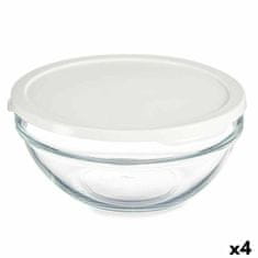 Pasabahce Okrogla Posoda za Malico s Pokrovom Chefs Bela 1,7 L 21 x 9 x 21 cm (4 kosov)