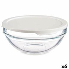 Pasabahce Okrogla Posoda za Malico s Pokrovom Chefs Bela 595 ml 14 x 6,3 x 14 cm (6 kosov)