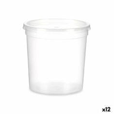 Leknes Okrogla Posoda za Malico s Pokrovom Prozorno polipropilen 1 L 12,5 x 12,5 x 12,5 cm (12 kosov)